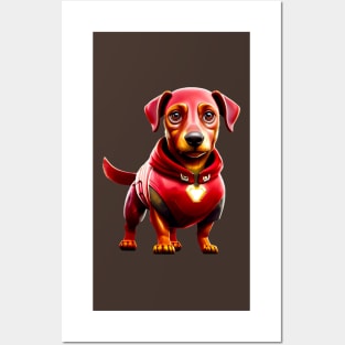 Wiener-Man: Dachshund in High-Tech Canine Armor Tee Posters and Art